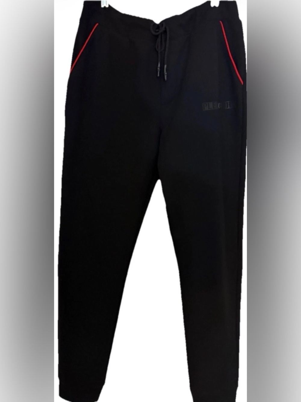 Plein Sport Black Joggers with Red Pocket Trim